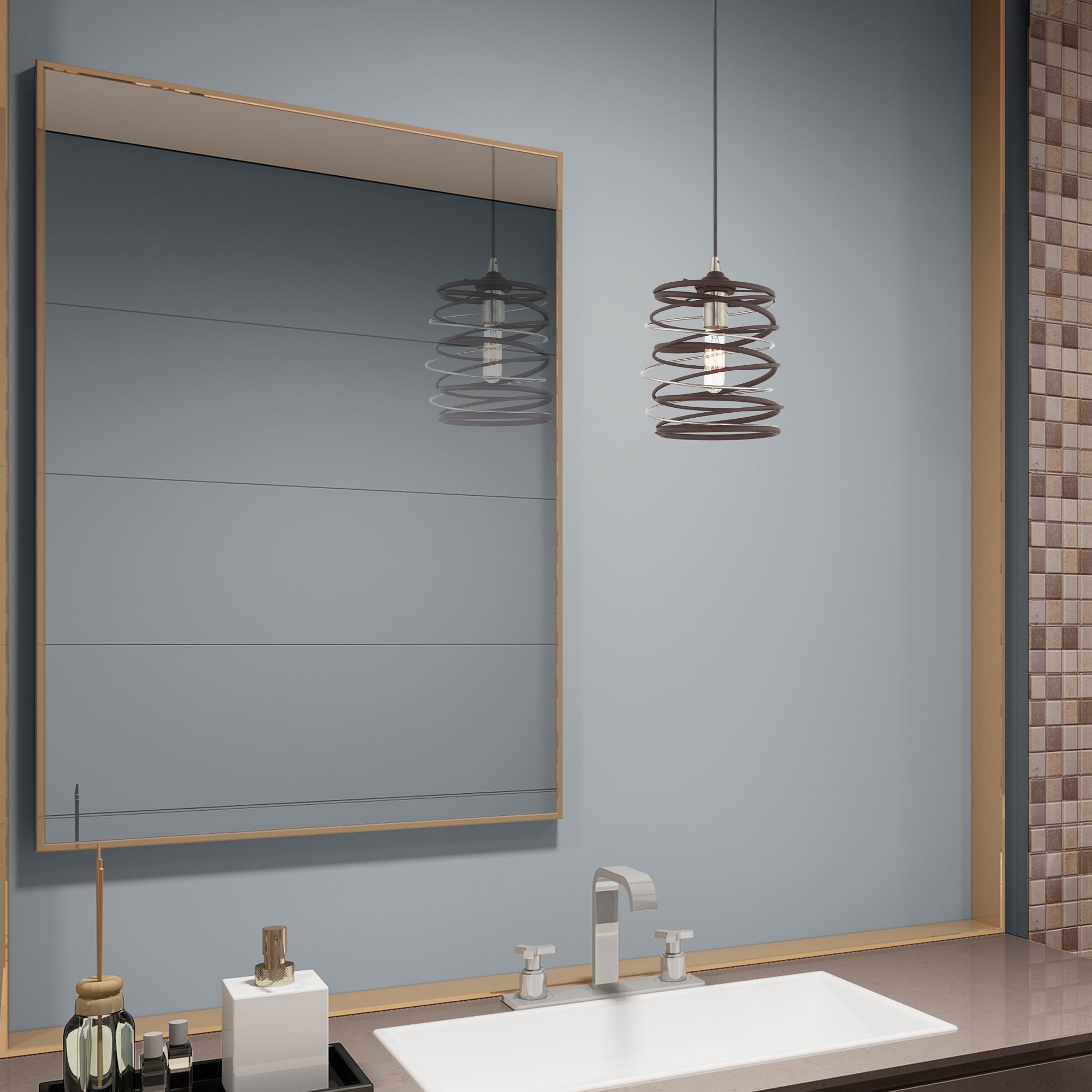 Zoey 8 1/4" Wide Bronze and Brushed Nickel Mini Pendant