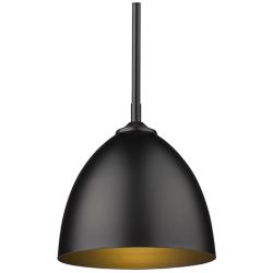 Zoey 9" Wide Matte Black Metal Dome Mini Pendant