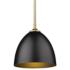 Zoey 9" Wide Olympic Gold 1-Light Mini Pendant with Matte Black Shade
