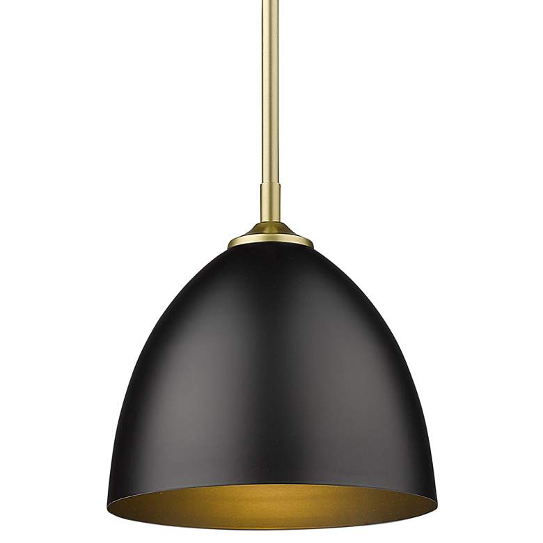 Image 1 Zoey 9 inch Wide Olympic Gold 1-Light Mini Pendant with Matte Black Shade