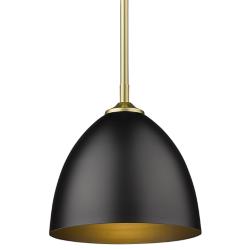Zoey 9&quot; Wide Olympic Gold 1-Light Mini Pendant with Matte Black Shade