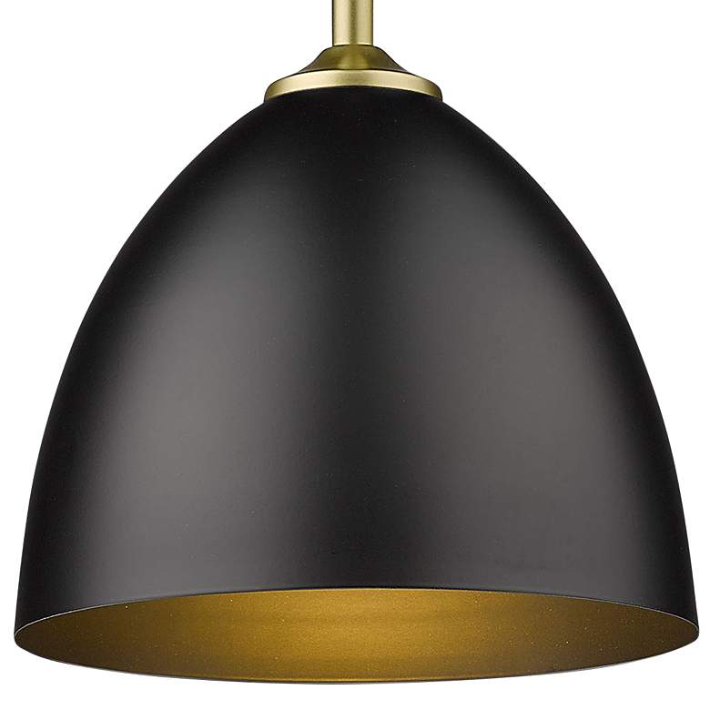Image 2 Zoey 9 inch Wide Olympic Gold 1-Light Mini Pendant with Matte Black Shade more views