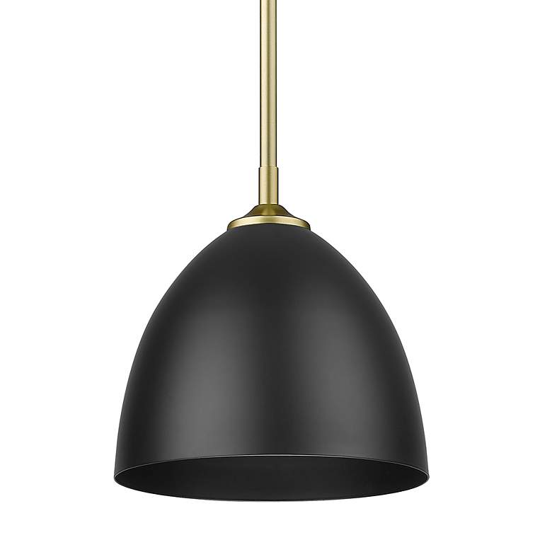 Image 3 Zoey 9 inch Wide Olympic Gold 1-Light Mini Pendant with Matte Black Shade more views