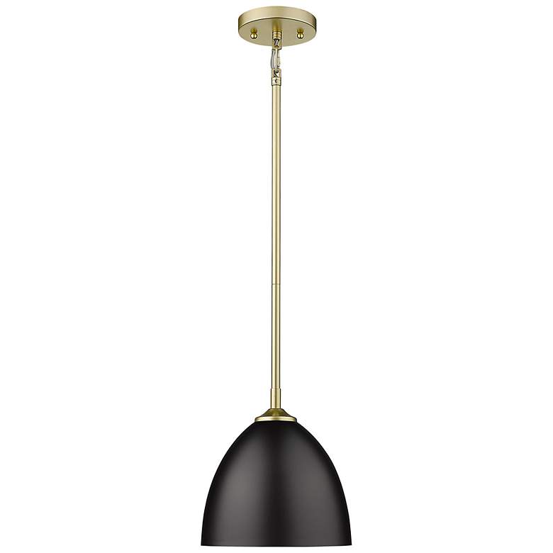 Image 4 Zoey 9 inch Wide Olympic Gold 1-Light Mini Pendant with Matte Black Shade more views