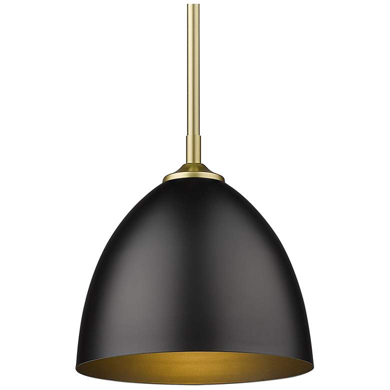 Image 1 Zoey 9" Wide Olympic Gold and Black Dome Mini Pendant