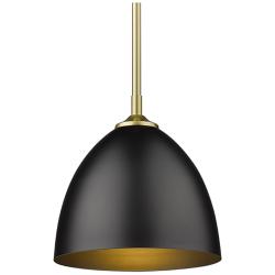 Zoey 9" Wide Olympic Gold and Black Dome Mini Pendant