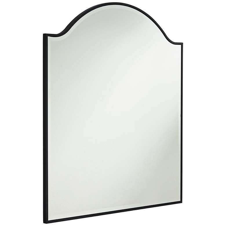 Image 6 Zoey Matte Black 31 1/2" x 33" Arch Top Square Wall Mirror more views