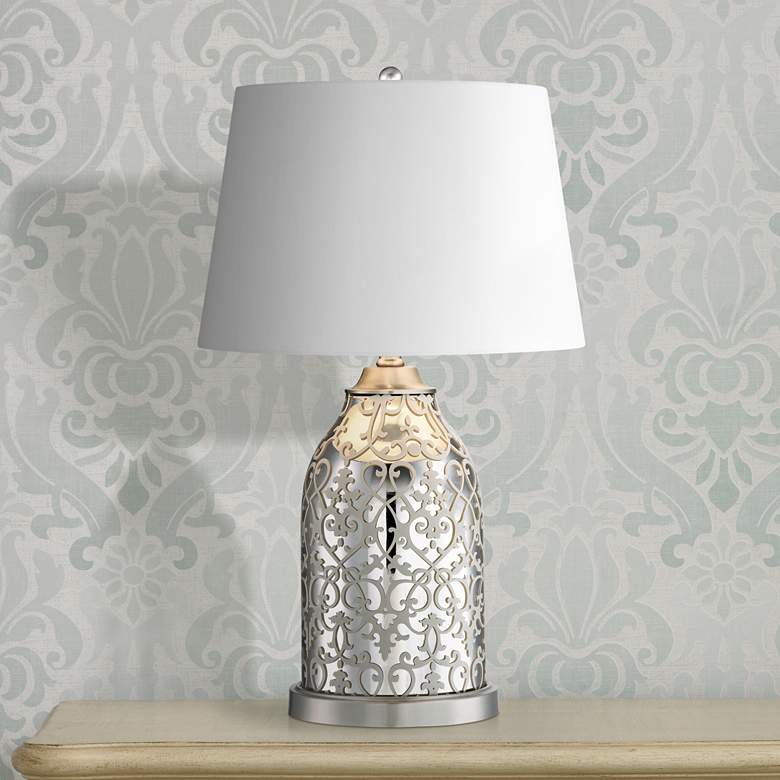 Image 1 Zoey Patterned Mercury Glass Table Lamp by Regency Hill