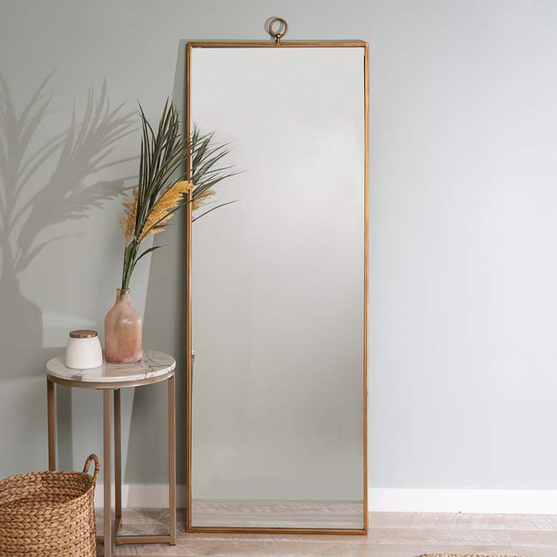 Image 1 Zola Antique Gold 24" x 70" Rectangular Floor Mirror