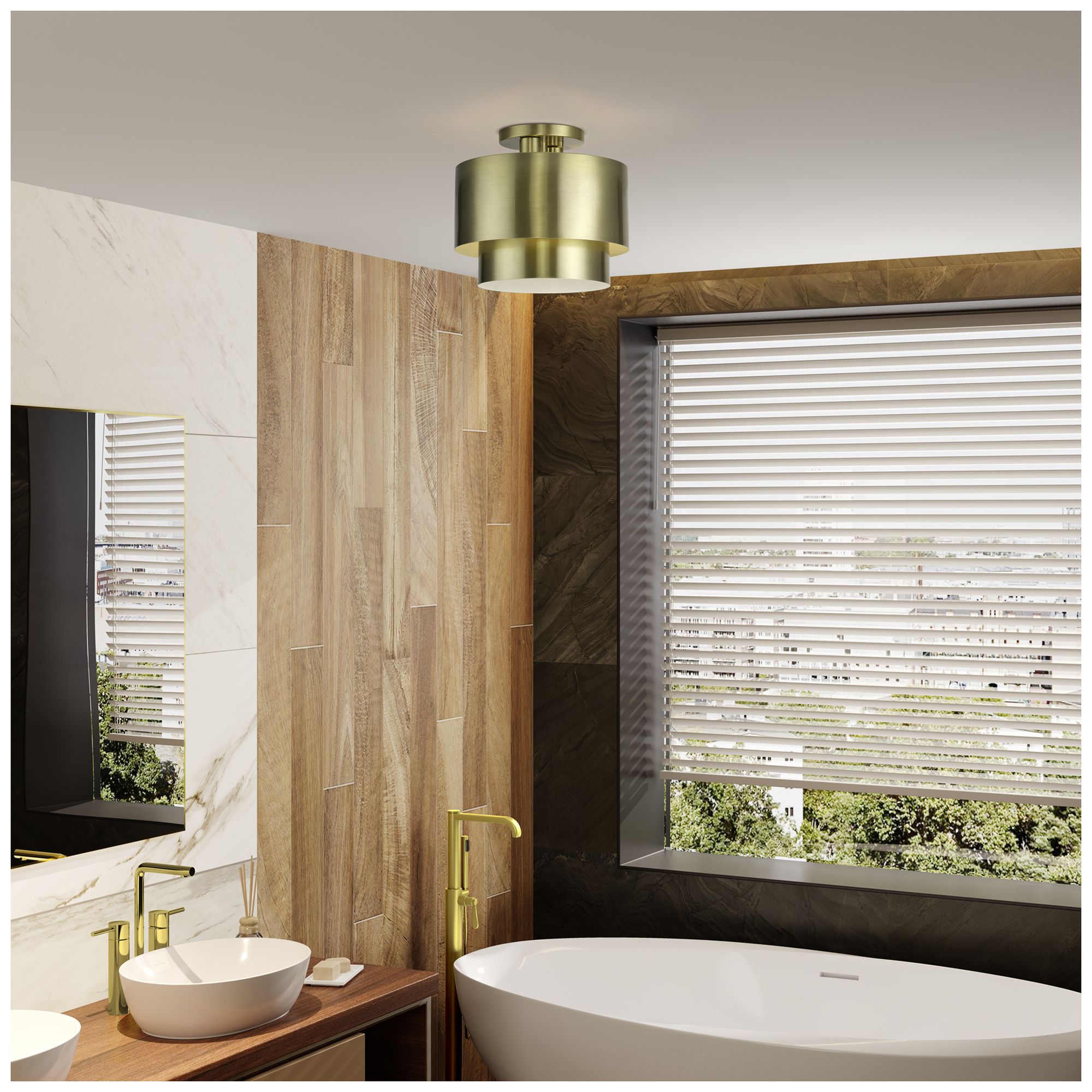 Zolana 2 Light Antique Brass Medium Semi-Flush