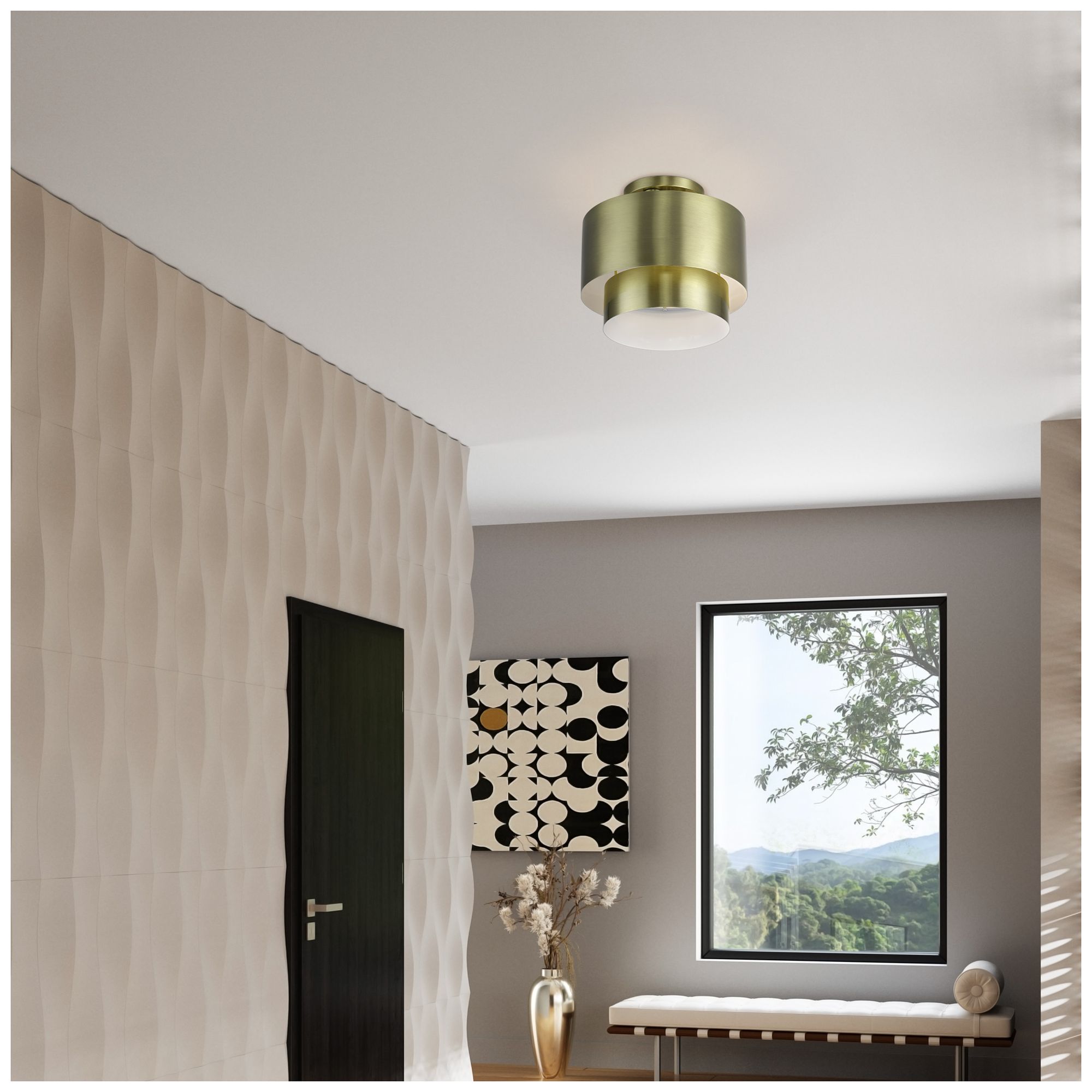 Zolana 2 Light Antique Brass Medium Semi-Flush