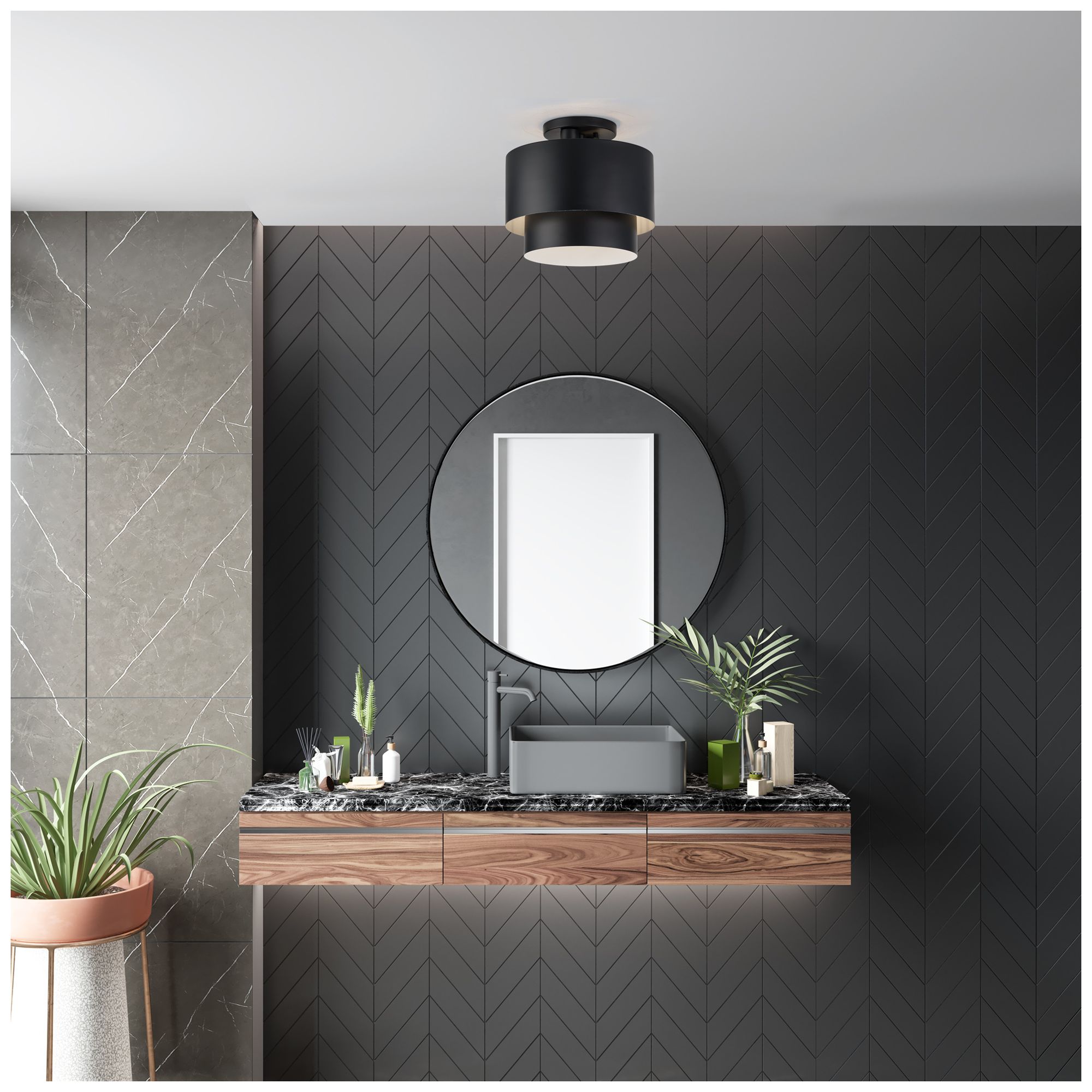 Zolana 2 Light Black Medium Semi-Flush