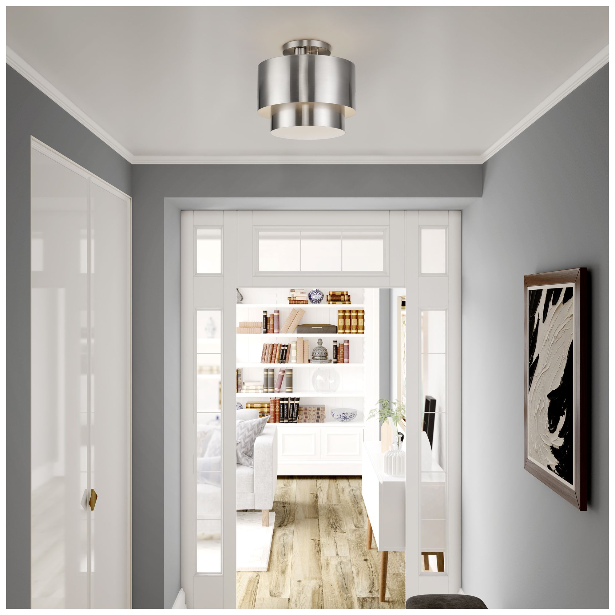 Zolana 2 Light Brushed Nickel Medium Semi-Flush