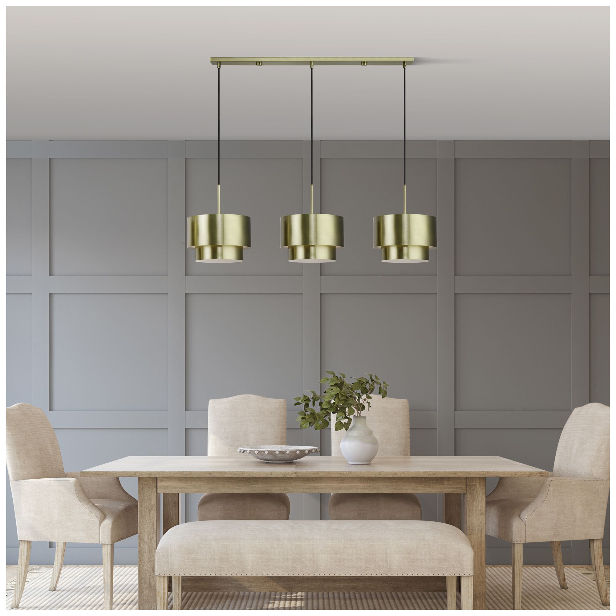 Zolana 3 Light Antique Brass Extra Large Linear Chandelier