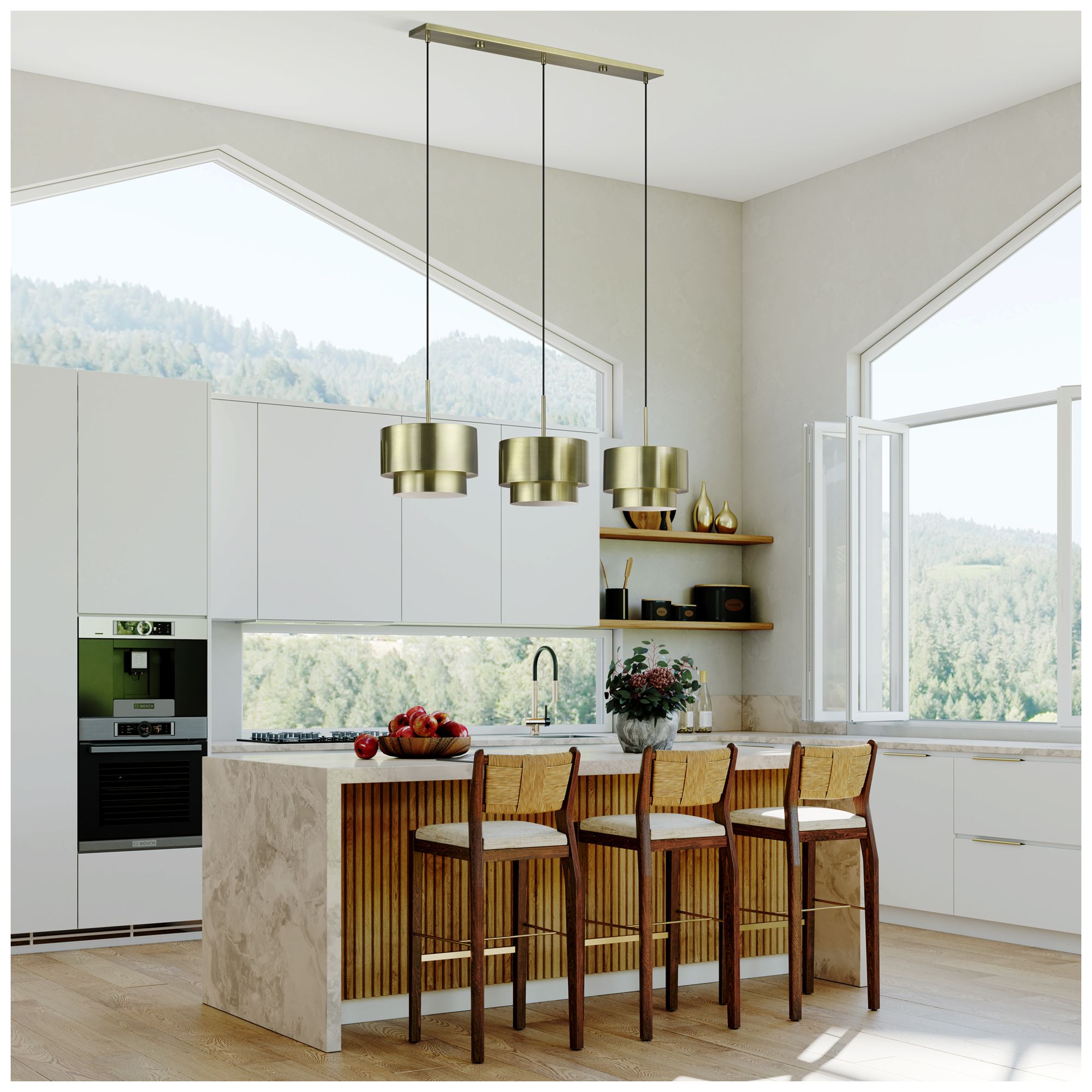 Zolana 3 Light Antique Brass Extra Large Linear Chandelier