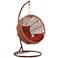 Zolo Saddle Brown Rattan Patio Egg Chair with Red Cushion
