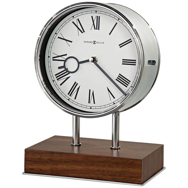 Image 1 Zoltan 10 1/2" High Steel Finish Musical Chime Mantel Clock