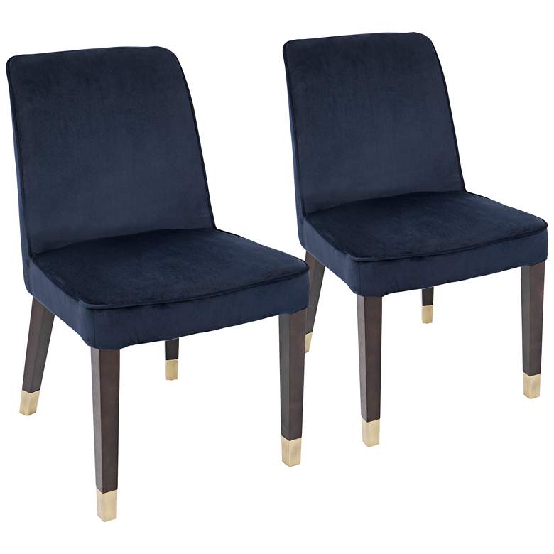 Image 1 Zora Navy Blue Velvet Dining Chairs Set of 2