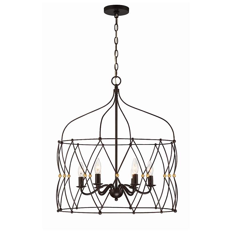 Image 3 Zucca 24" Wide English Bronze 6-Light Lantern Pendant
