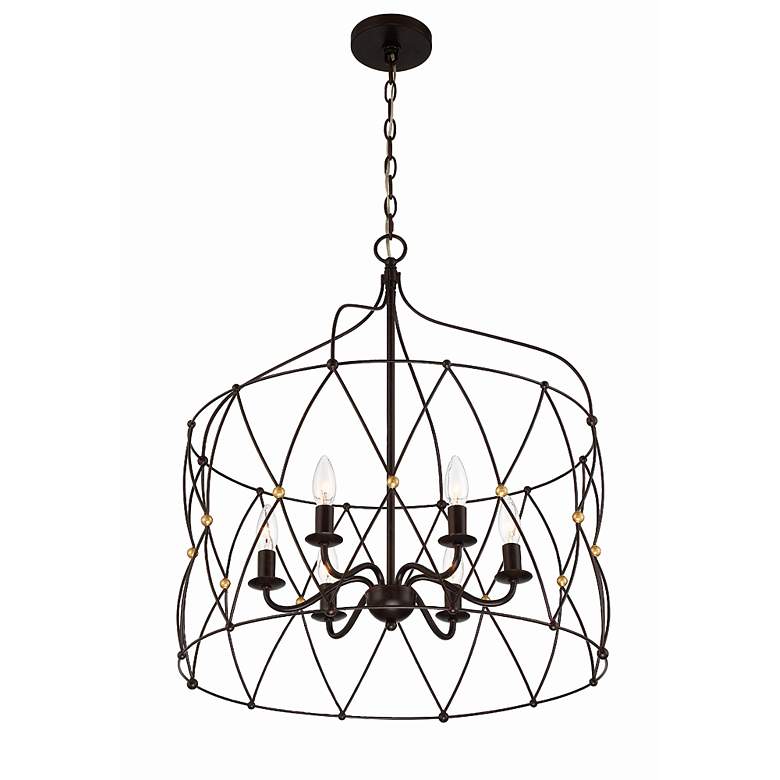Image 5 Zucca 24" Wide English Bronze 6-Light Lantern Pendant more views