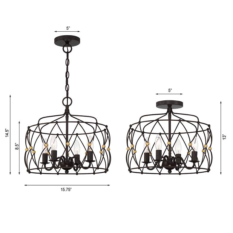 Image 6 Zucca 4 Light English Bronze & Antique Gold Lantern more views
