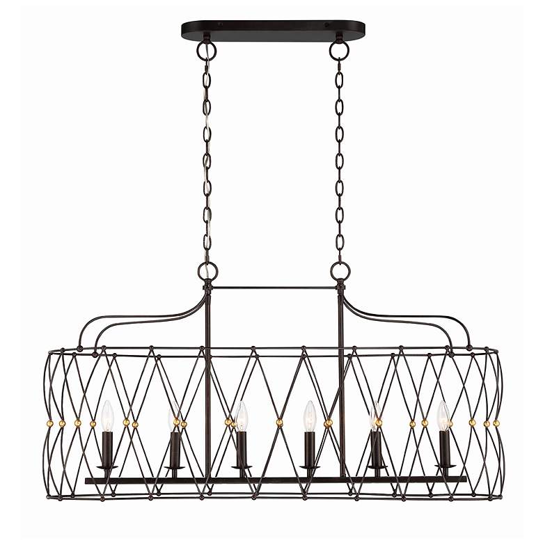 Image 1 Zucca 6 Light English Bronze & Antique Gold Linear Chandelier