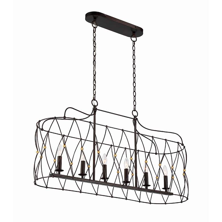 Image 3 Zucca 6 Light English Bronze & Antique Gold Linear Chandelier more views