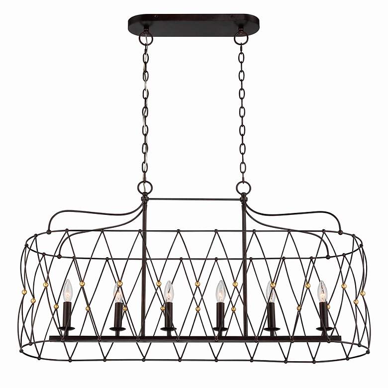 Image 4 Zucca 6 Light English Bronze & Antique Gold Linear Chandelier more views