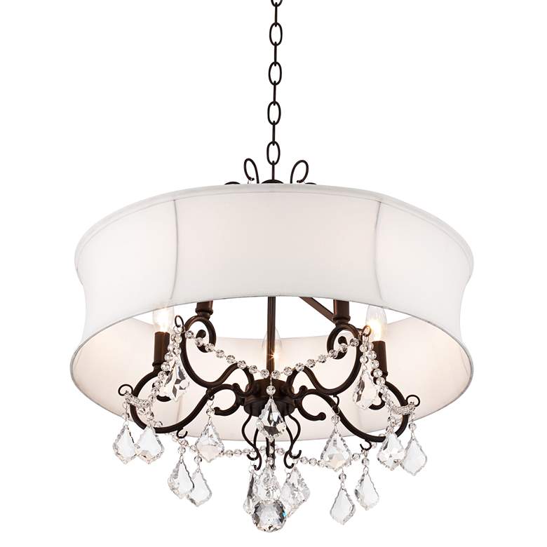 Zula White Shade 22 inch Wide Crystal Chandelier more views
