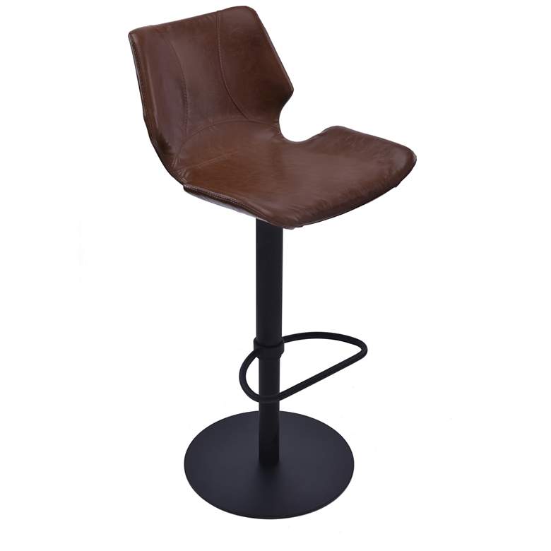 Image 1 Zuma Adjustable Barstool in Vintage Coffee Faux Leather and Black Metal