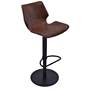 Zuma Adjustable Barstool in Vintage Coffee Faux Leather and Black Metal