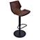 Zuma Adjustable Barstool in Vintage Coffee Faux Leather and Black Metal