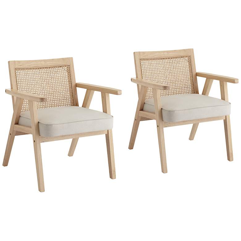 Image 2 Zuma Natural Wood and Rattan Accent Chairs Set of 2