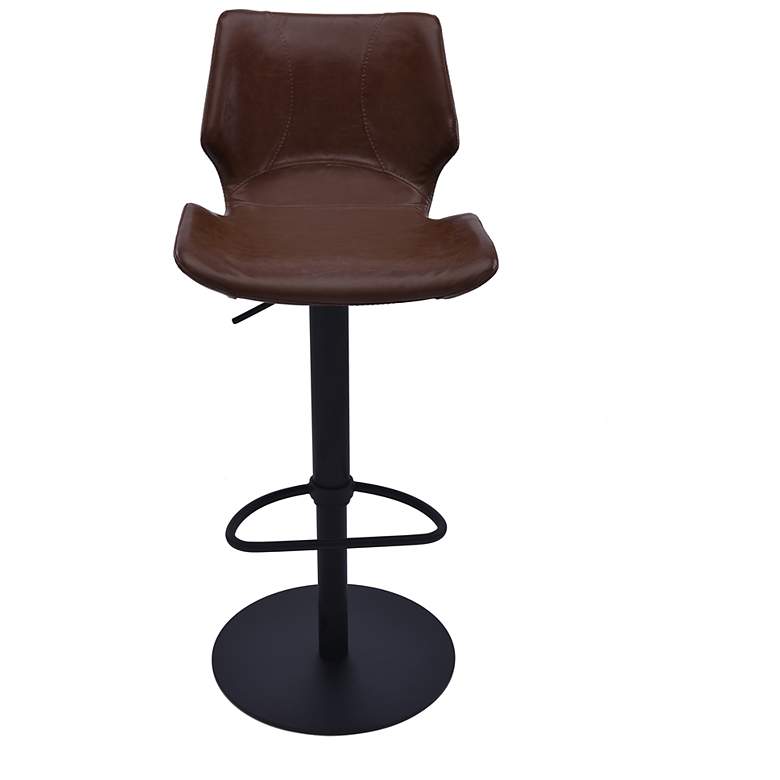 Image 2 Zuma Vintage Coffee Faux Leather Adjustable Swivel Bar Stool more views