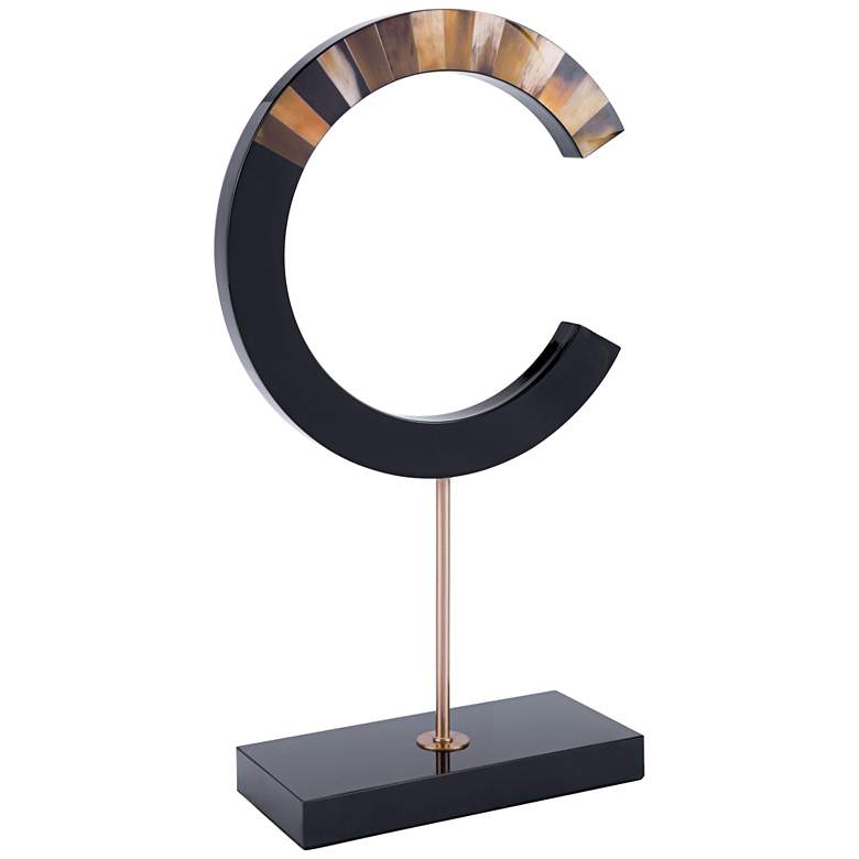 Image 1 Zuo 19 3/4" High C-Shape Black Sculpture with Marble Stand