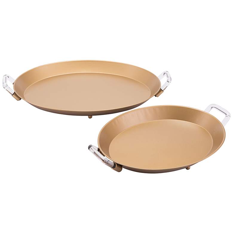 Image 1 Zuo 23 3/4 inch Wide Gold Metal Trays Set Of 2