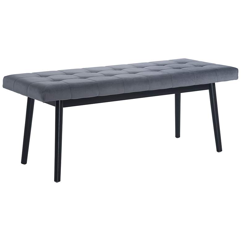 Image 2 Zuo 48 3/4" Wide Tanner Gray Tufted Velvet Fabric Bench