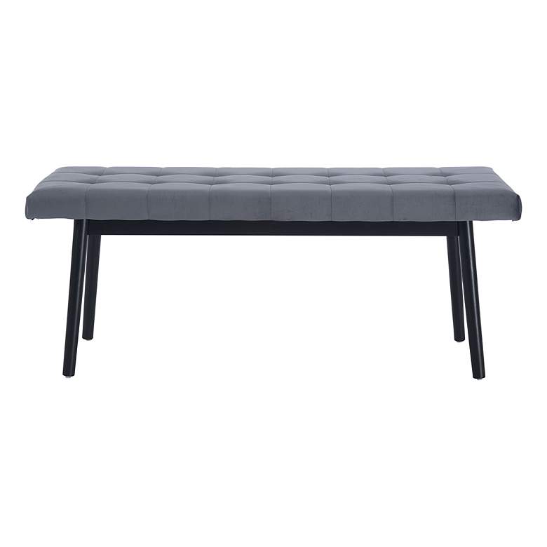 Image 6 Zuo 48 3/4 inch Wide Tanner Gray Tufted Velvet Fabric Bench more views