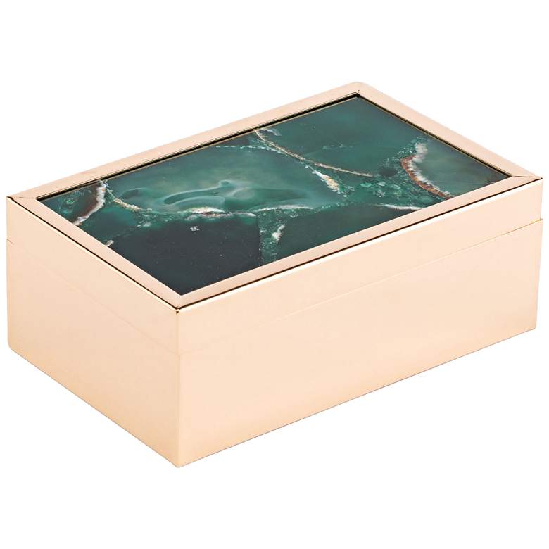 Image 1 Zuo 6 1/4 inch Wide Large Green Stone Keepsake Box