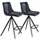 Zuo Aki 26" Black Faux Leather Modern Counter Stools Set of 2