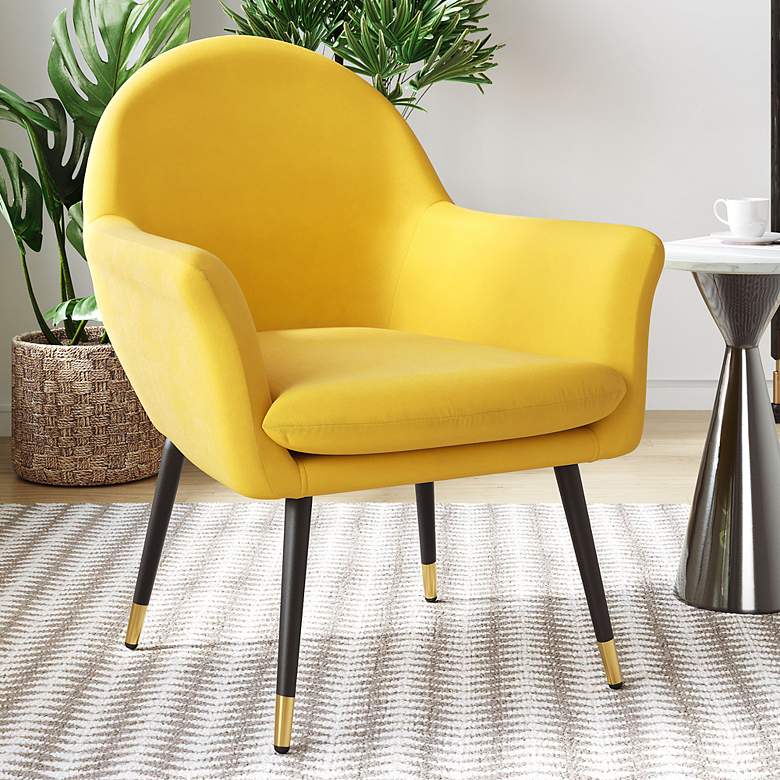 Image 2 Zuo Alexandria Yellow Fabric Accent Chair