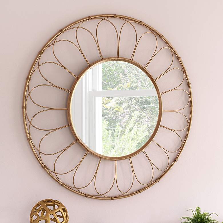 Image 1 Zuo Alida Gold 33" Round Decorative Wall Mirror