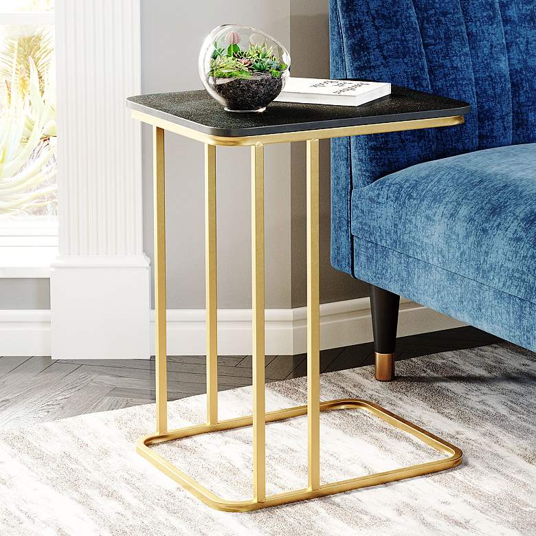 Image 1 Zuo Alma 17 1/2 inch Wide Warm Gold C-Side Table
