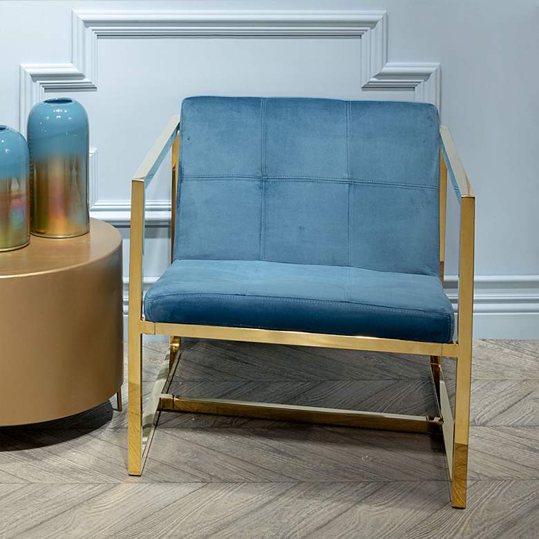 Image 1 Zuo Alt Bright Blue Velvet Tufted Armchair