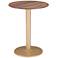 Zuo Alto 23 1/2" Wide Brown and Gold Bistro Table