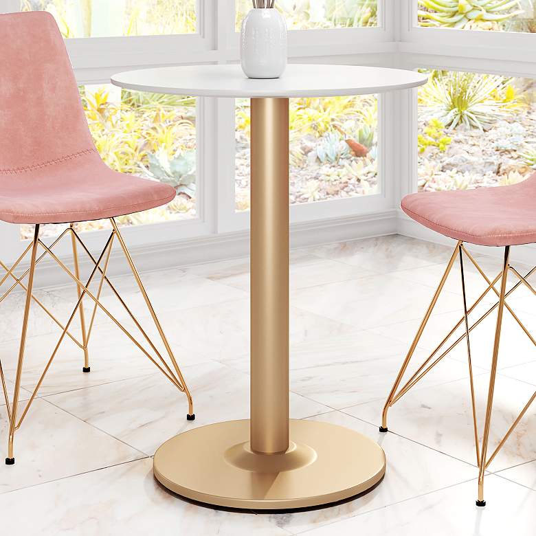 Image 1 Zuo Alto 23 1/2 inch Wide White and Gold Bistro Table