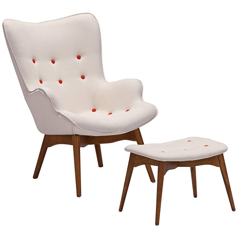 Image 1 Zuo Antwerp Cream Occasional Chair and Ottoman Set