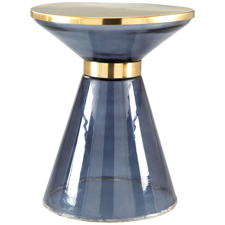 Image 1 Zuo Apollo 14 3/4 inch Wide Round Blue Glass Modern Side Table