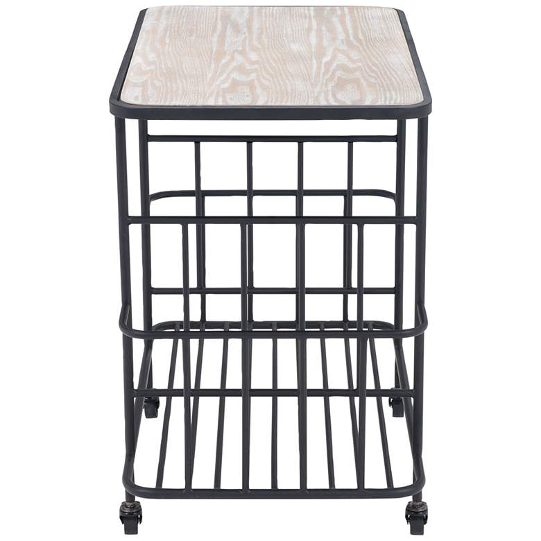Image 7 Zuo Argus 24 inch Wide White-Washed Wood Black Metal Bar Cart more views