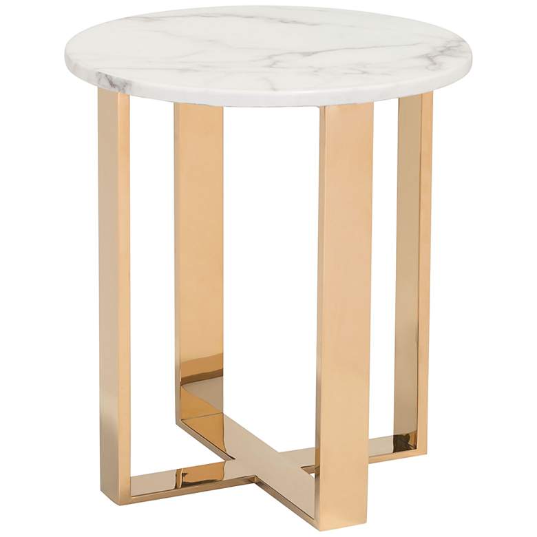 Image 2 Zuo Atlas 18 inch Wide Stone and Gold Modern End Table